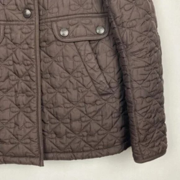 Rare Barbour x Anya Hindmarch 6 Minx Quilted Jacket Brown Bows Vintage - Picture 8 of 13